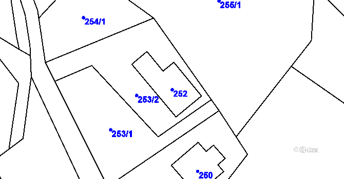 Parcela st. 252 v KÚ Sobotín, Katastrální mapa