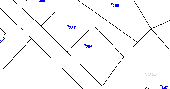 Parcela st. 256 v KÚ Sobotín, Katastrální mapa