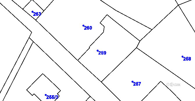 Parcela st. 259 v KÚ Sobotín, Katastrální mapa