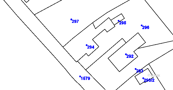 Parcela st. 294 v KÚ Sobotín, Katastrální mapa