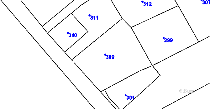 Parcela st. 309 v KÚ Sobotín, Katastrální mapa