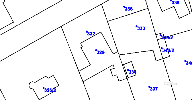 Parcela st. 329 v KÚ Sobotín, Katastrální mapa