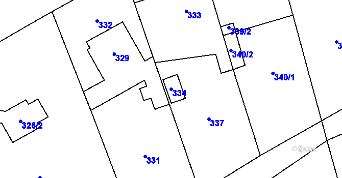 Parcela st. 334 v KÚ Sobotín, Katastrální mapa