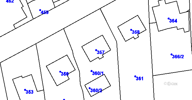 Parcela st. 357 v KÚ Sobotín, Katastrální mapa