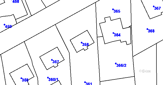 Parcela st. 358 v KÚ Sobotín, Katastrální mapa