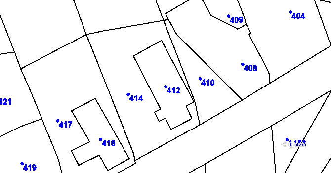 Parcela st. 412 v KÚ Sobotín, Katastrální mapa