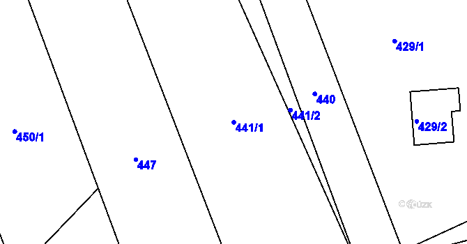 Parcela st. 441/1 v KÚ Sobotín, Katastrální mapa