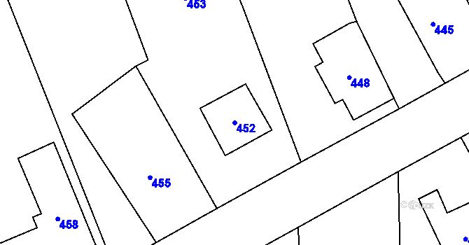 Parcela st. 452 v KÚ Sobotín, Katastrální mapa