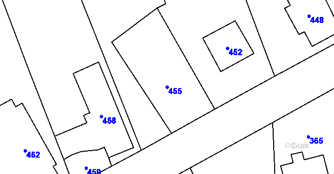 Parcela st. 455 v KÚ Sobotín, Katastrální mapa