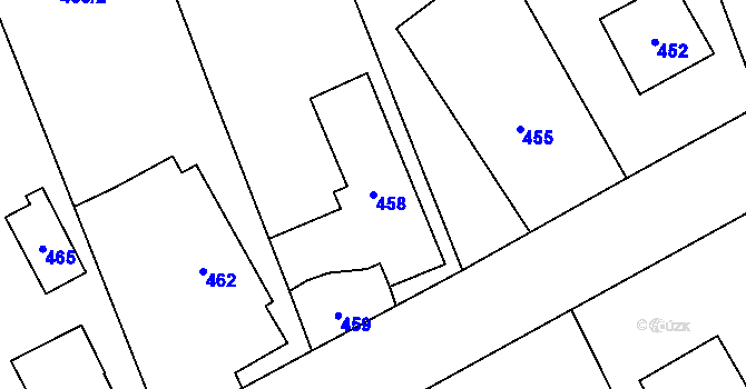Parcela st. 458 v KÚ Sobotín, Katastrální mapa