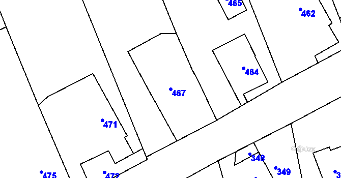 Parcela st. 467 v KÚ Sobotín, Katastrální mapa