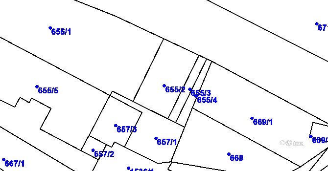 Parcela st. 655/2 v KÚ Sobotín, Katastrální mapa