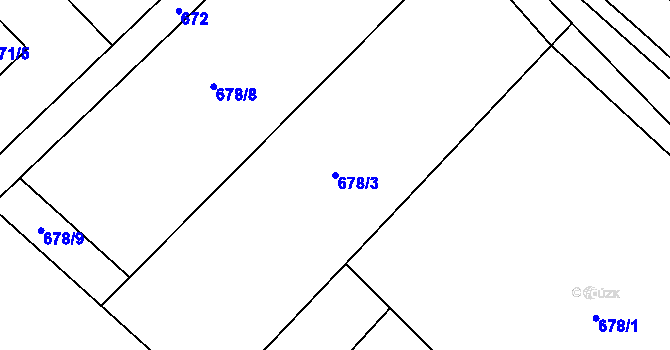 Parcela st. 678/3 v KÚ Sobotín, Katastrální mapa