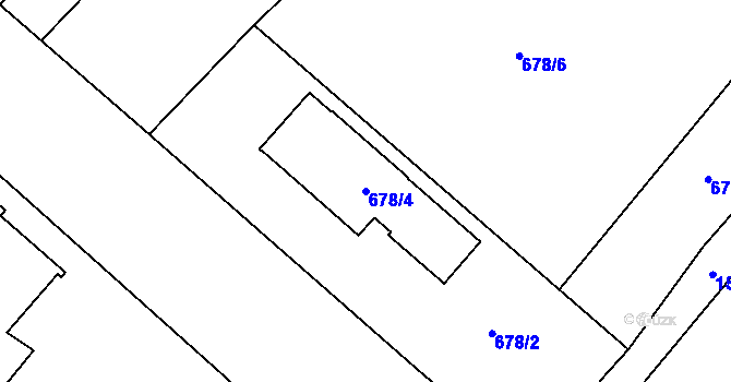Parcela st. 678/4 v KÚ Sobotín, Katastrální mapa