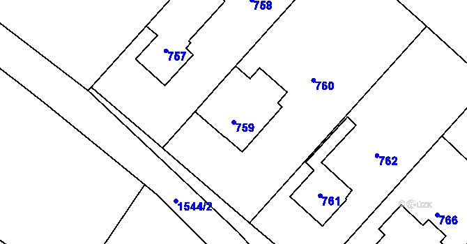 Parcela st. 759 v KÚ Sobotín, Katastrální mapa