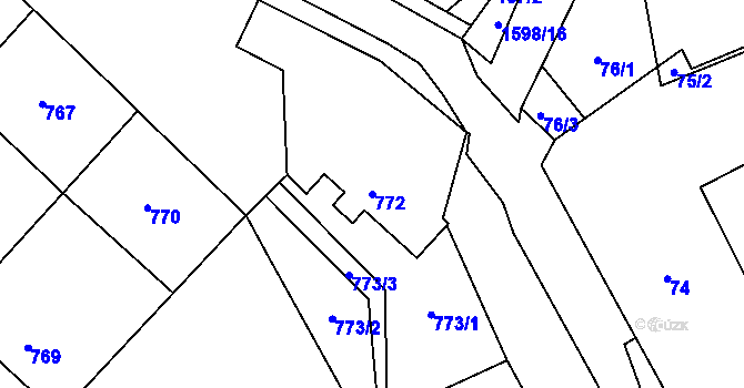 Parcela st. 772 v KÚ Sobotín, Katastrální mapa