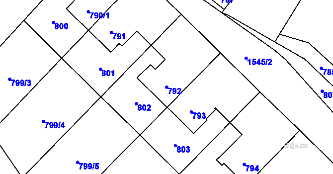 Parcela st. 792 v KÚ Sobotín, Katastrální mapa
