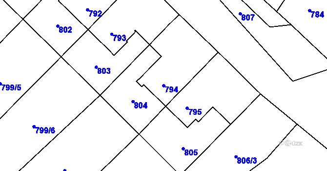 Parcela st. 794 v KÚ Sobotín, Katastrální mapa