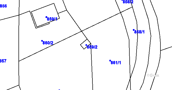 Parcela st. 859/2 v KÚ Sobotín, Katastrální mapa