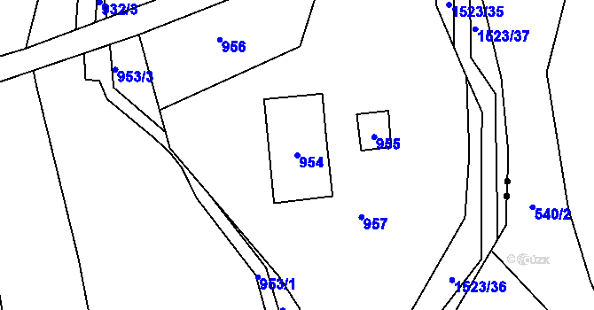 Parcela st. 954 v KÚ Sobotín, Katastrální mapa