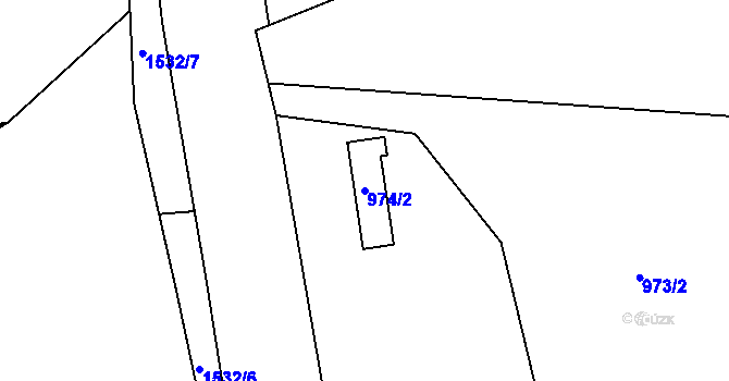 Parcela st. 974/2 v KÚ Sobotín, Katastrální mapa