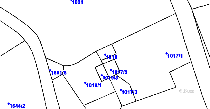 Parcela st. 1018 v KÚ Sobotín, Katastrální mapa