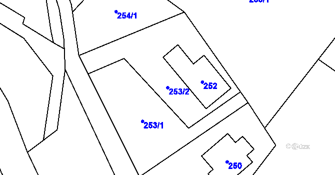Parcela st. 253/2 v KÚ Sobotín, Katastrální mapa