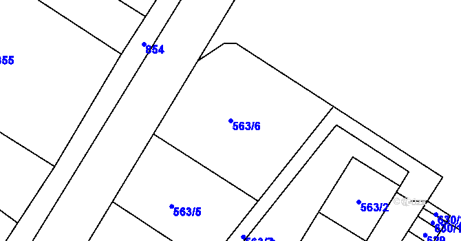 Parcela st. 563/6 v KÚ Sobotín, Katastrální mapa