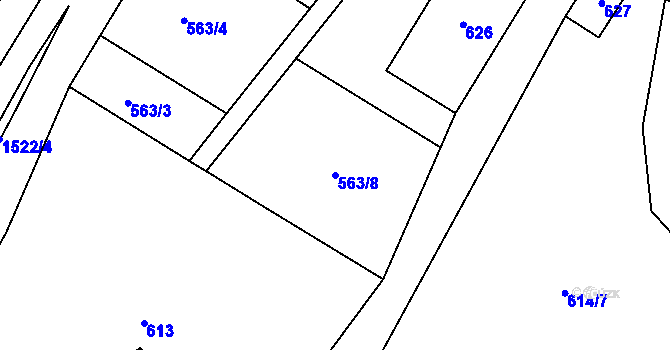 Parcela st. 563/8 v KÚ Sobotín, Katastrální mapa