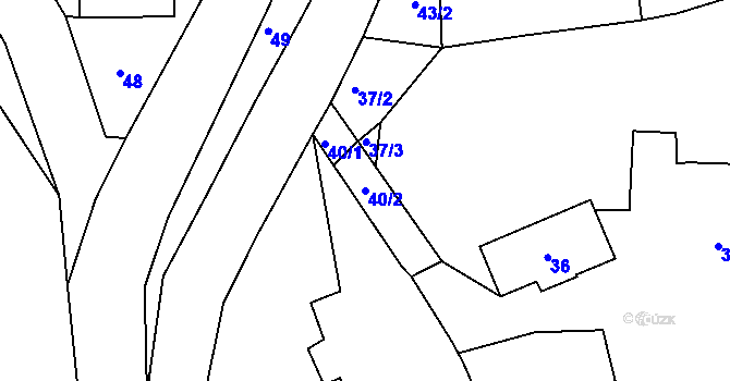 Parcela st. 40/2 v KÚ Sobotín, Katastrální mapa