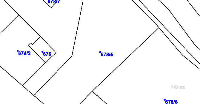 Parcela st. 678/5 v KÚ Sobotín, Katastrální mapa