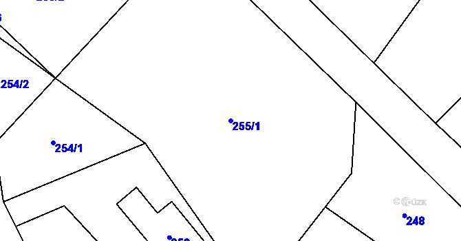 Parcela st. 255/1 v KÚ Sobotín, Katastrální mapa