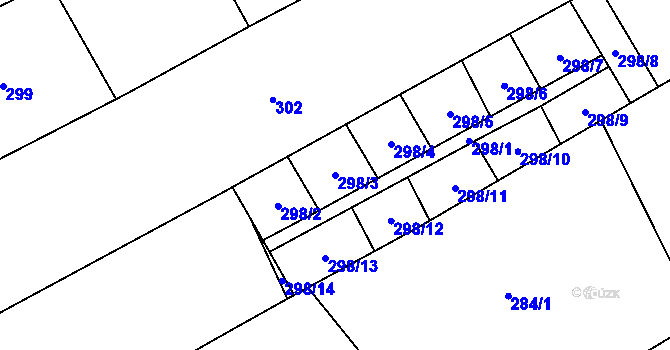 Parcela st. 298/3 v KÚ Sobotín, Katastrální mapa