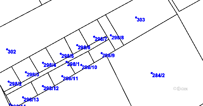 Parcela st. 298/9 v KÚ Sobotín, Katastrální mapa