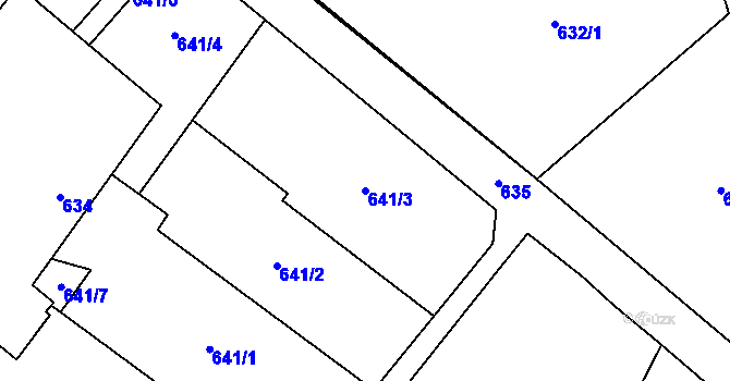Parcela st. 641/3 v KÚ Sobotín, Katastrální mapa