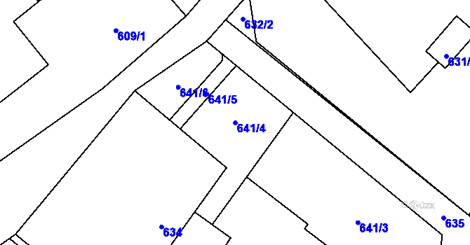 Parcela st. 641/4 v KÚ Sobotín, Katastrální mapa