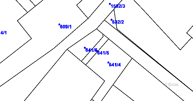 Parcela st. 641/5 v KÚ Sobotín, Katastrální mapa