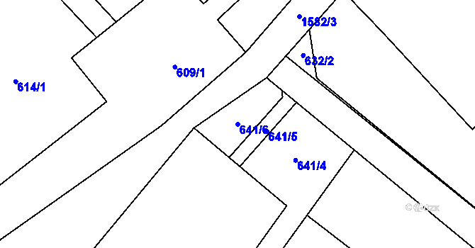 Parcela st. 641/6 v KÚ Sobotín, Katastrální mapa