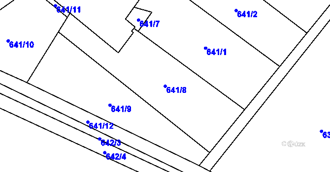 Parcela st. 641/8 v KÚ Sobotín, Katastrální mapa