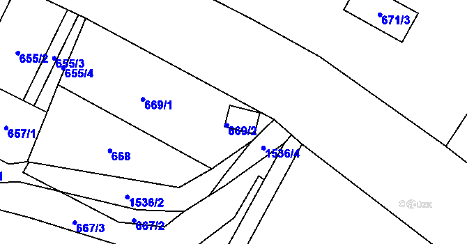 Parcela st. 669/2 v KÚ Sobotín, Katastrální mapa