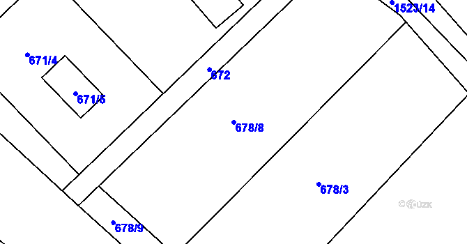 Parcela st. 678/8 v KÚ Sobotín, Katastrální mapa