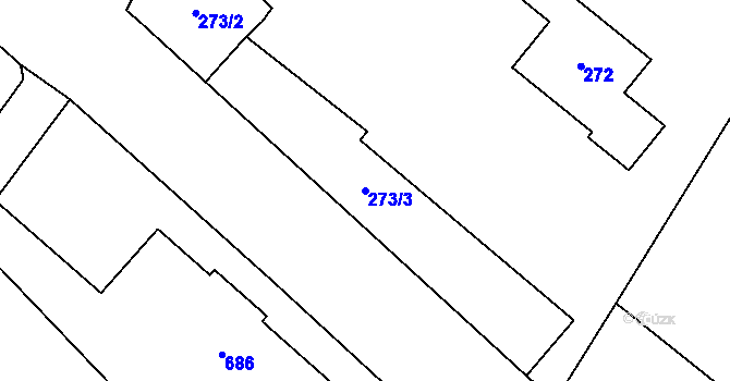 Parcela st. 273/3 v KÚ Sobotín, Katastrální mapa