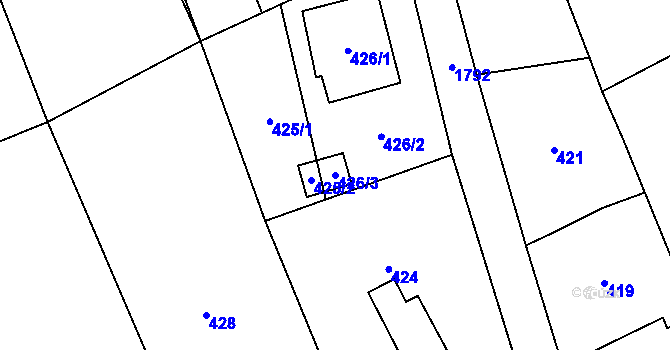 Parcela st. 426/3 v KÚ Sobotín, Katastrální mapa