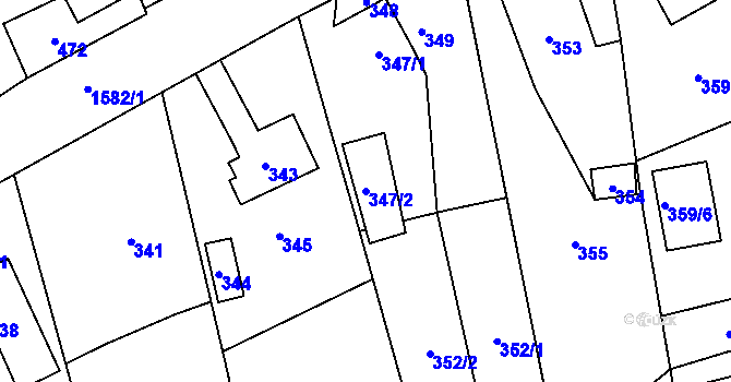 Parcela st. 347/2 v KÚ Sobotín, Katastrální mapa