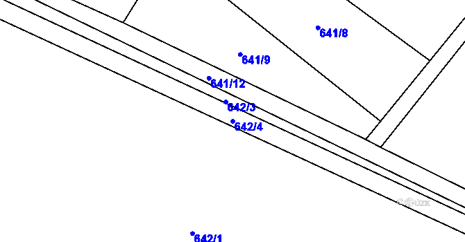 Parcela st. 642/4 v KÚ Sobotín, Katastrální mapa