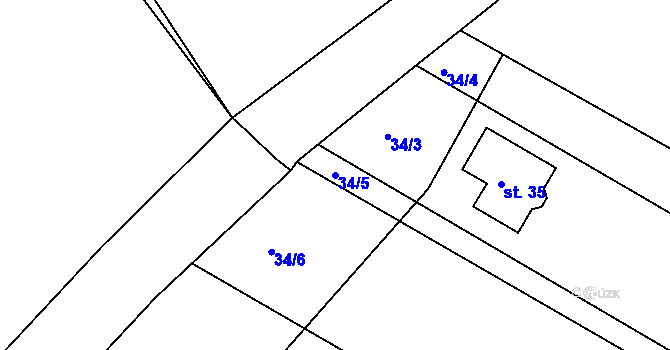 Parcela st. 34/5 v KÚ Čálovice, Katastrální mapa