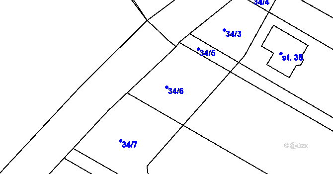 Parcela st. 34/6 v KÚ Čálovice, Katastrální mapa