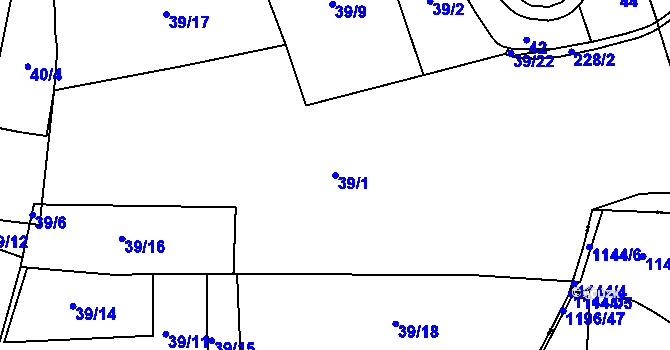 Parcela st. 39/1 v KÚ Čálovice, Katastrální mapa