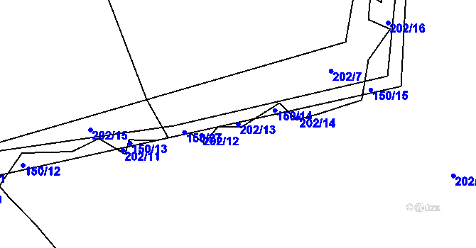 Parcela st. 202/13 v KÚ Čálovice, Katastrální mapa