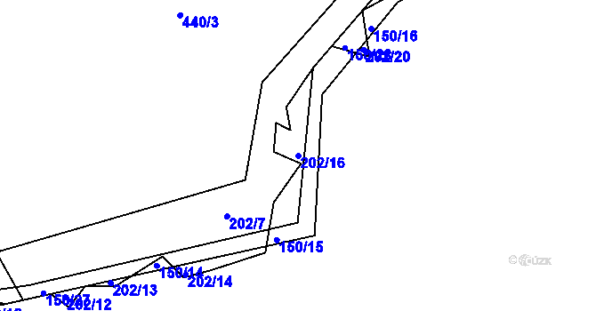 Parcela st. 202/16 v KÚ Čálovice, Katastrální mapa